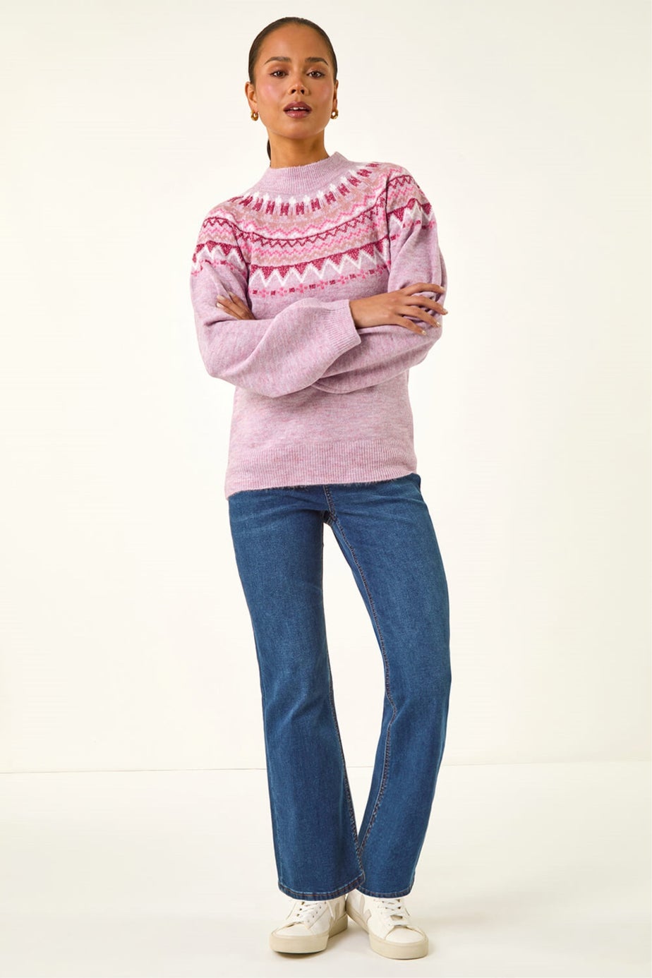 Roman Pink Petite Fairisle Knit Jumper
