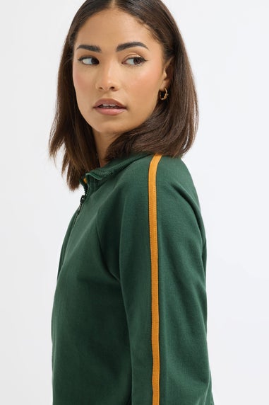 PixieGirl Petite Green & Yellow Stripe Collar Zip Sweatshirt