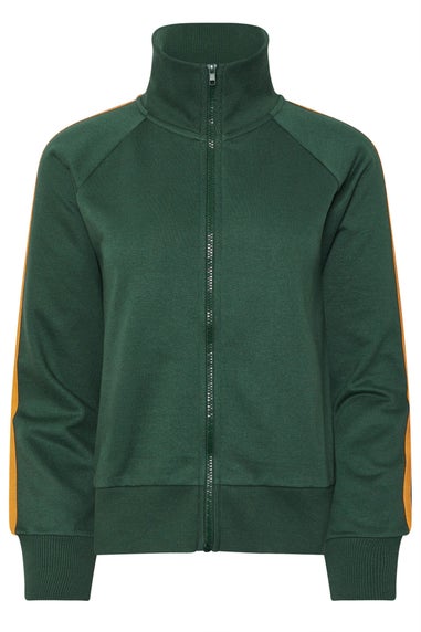 PixieGirl Petite Green & Yellow Stripe Collar Zip Sweatshirt