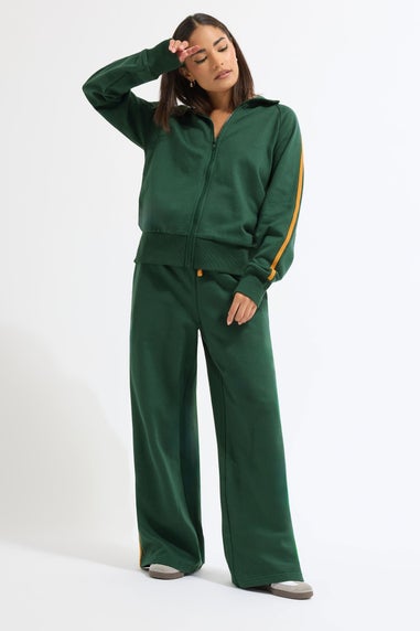 PixieGirl Petite Green & Yellow Stripe Collar Zip Sweatshirt