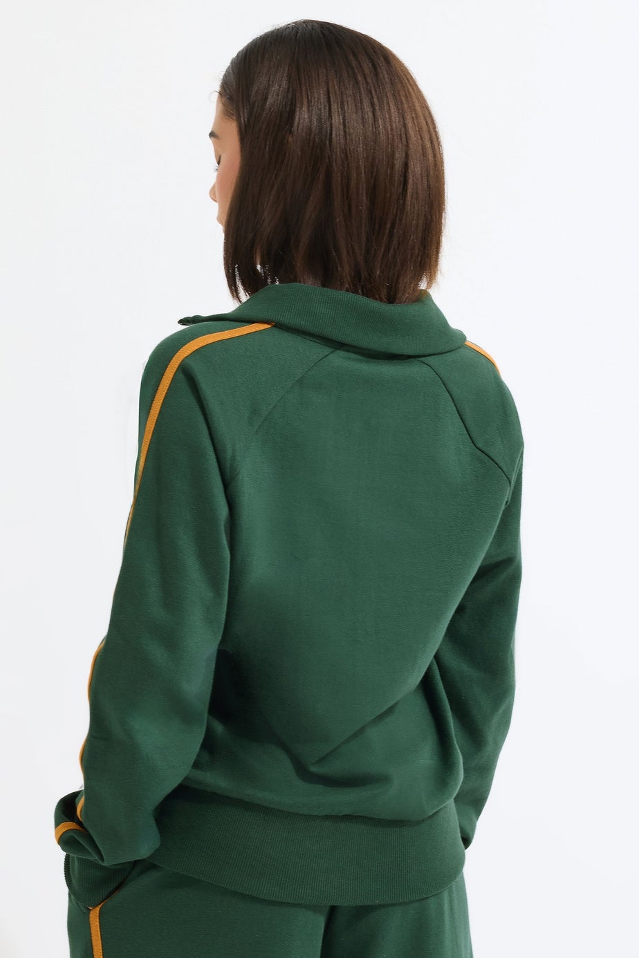 PixieGirl Petite Green & Yellow Stripe Collar Zip Sweatshirt
