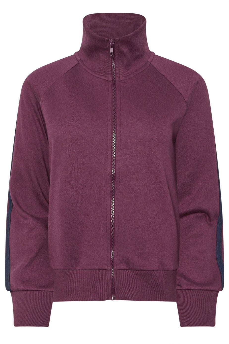 PixieGirl Petite Burgundy Red Stripe Collar Zip Sweatshirt