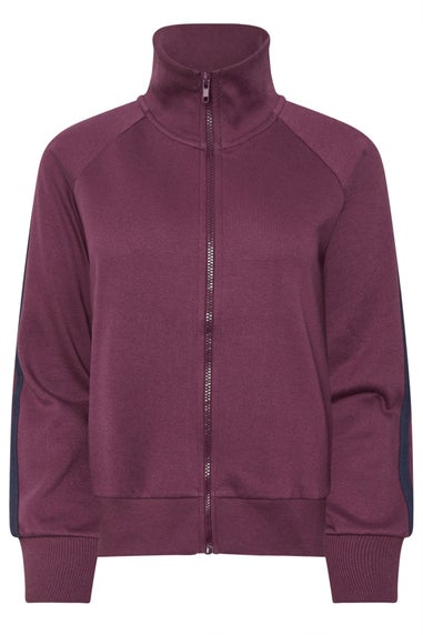 PixieGirl Petite Burgundy Red Stripe Collar Zip Sweatshirt