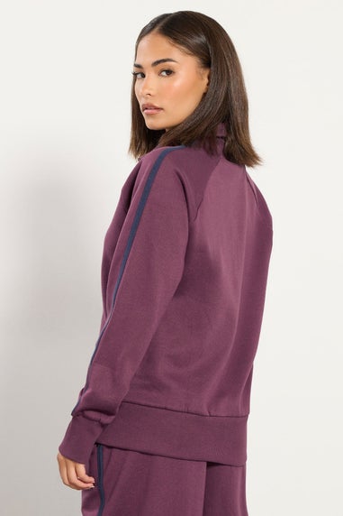 PixieGirl Petite Burgundy Red Stripe Collar Zip Sweatshirt