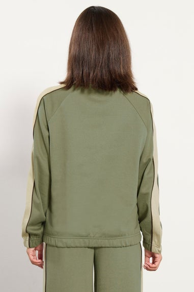 PixieGirl Petite Green Colour Block Half Zip Sweatshirt