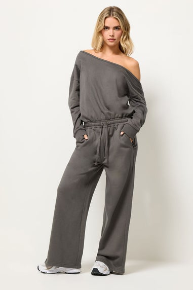 PixieGirl Petite Grey Jersey Slouch Wide Leg Jumpsuit