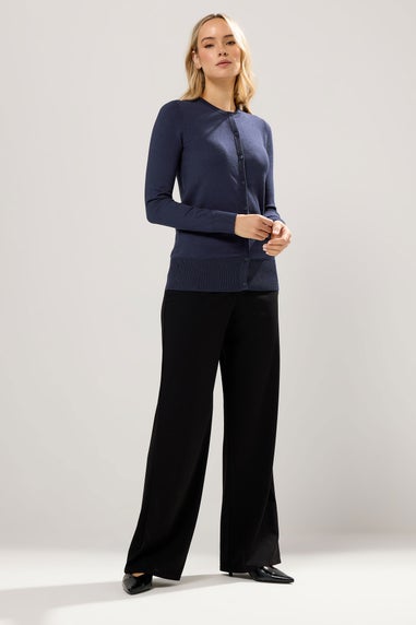 Long Tall Sally Navy Blue Crew Neck Button Cardigan
