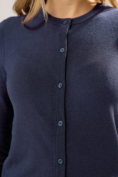 Long Tall Sally Navy Blue Crew Neck Button Cardigan