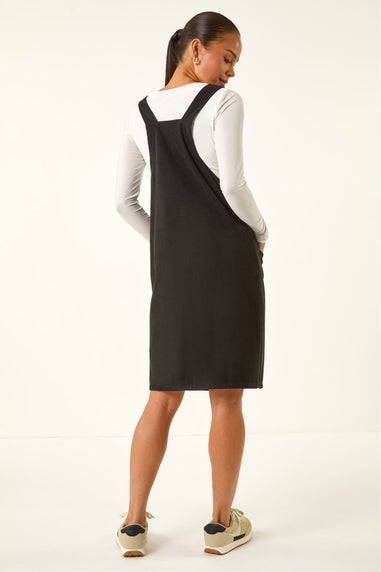 Roman Black Petite Corduroy Pinafore Dress