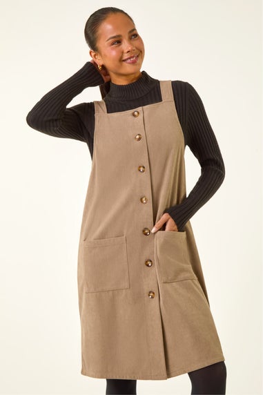 Roman Stone Petite Corduroy Pinafore Dress