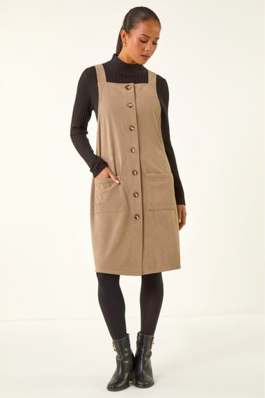 Roman Stone Petite Corduroy Pinafore Dress