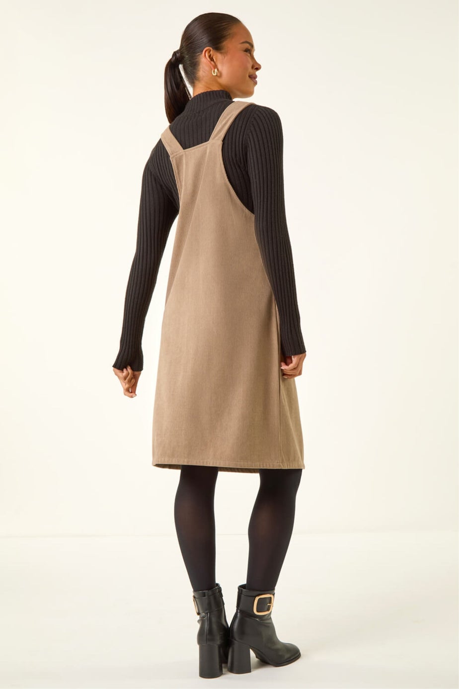 Roman Stone Petite Corduroy Pinafore Dress