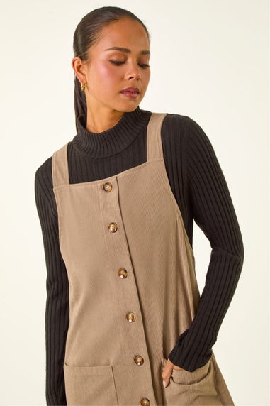 Roman Stone Petite Corduroy Pinafore Dress