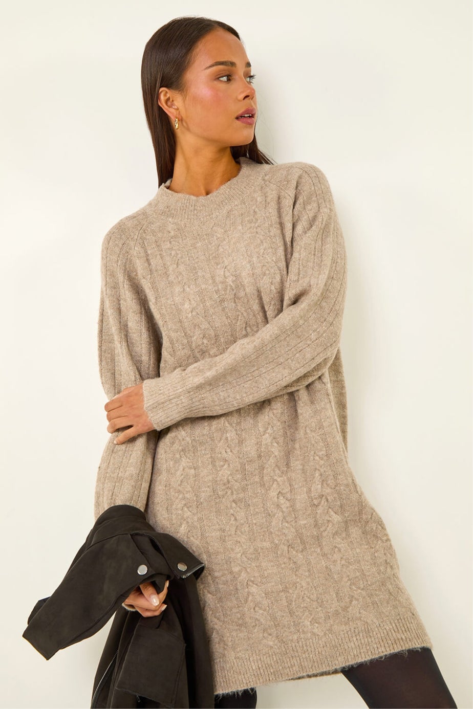Roman Stone Petite Cable Knit Shift Dress