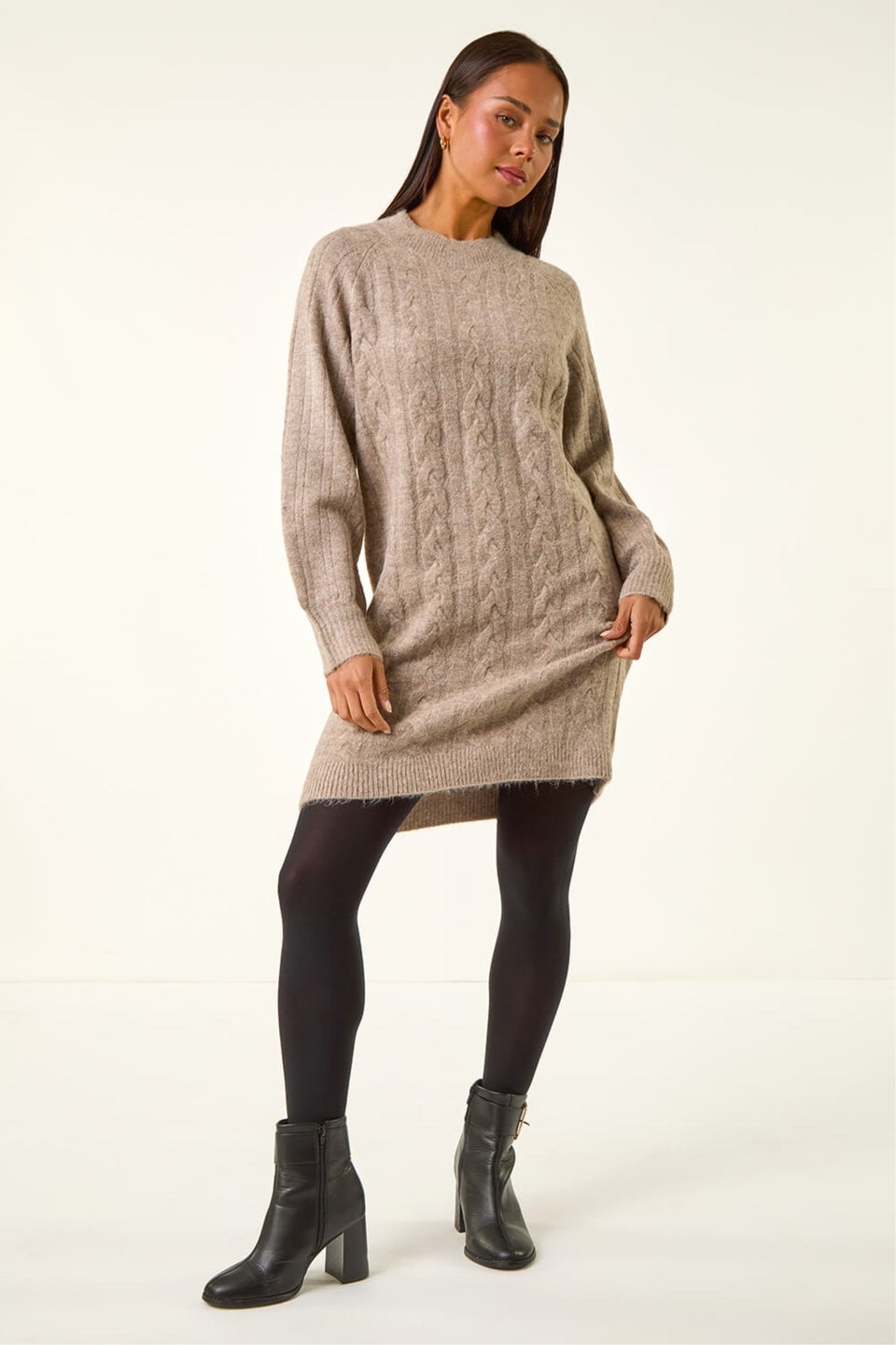 Roman Stone Petite Cable Knit Shift Dress