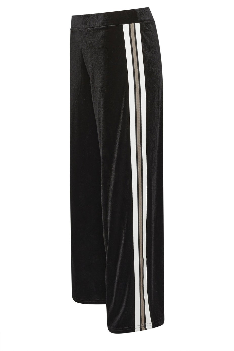 PixieGirl Petite Black Velour Side Stripe Trousers
