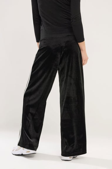 PixieGirl Petite Black Velour Side Stripe Trousers