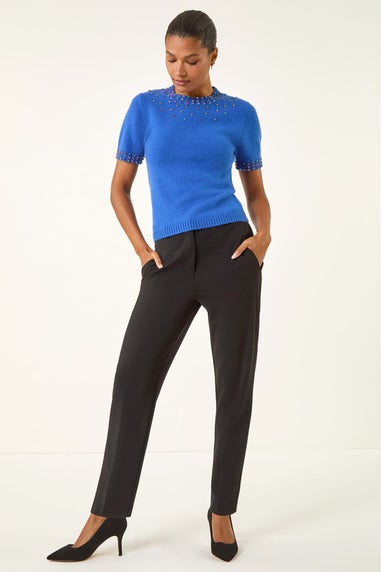 Roman Royal Blue Embellished Knitted Top