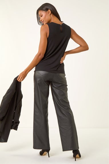 Roman Gold Floral Print Foil Top