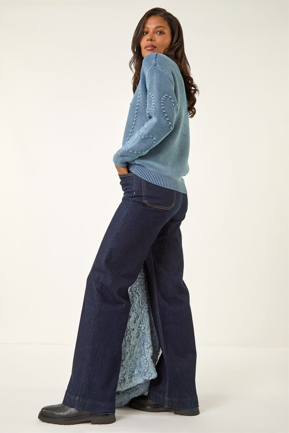 Roman Denim Heart Stitch Knit Jumper