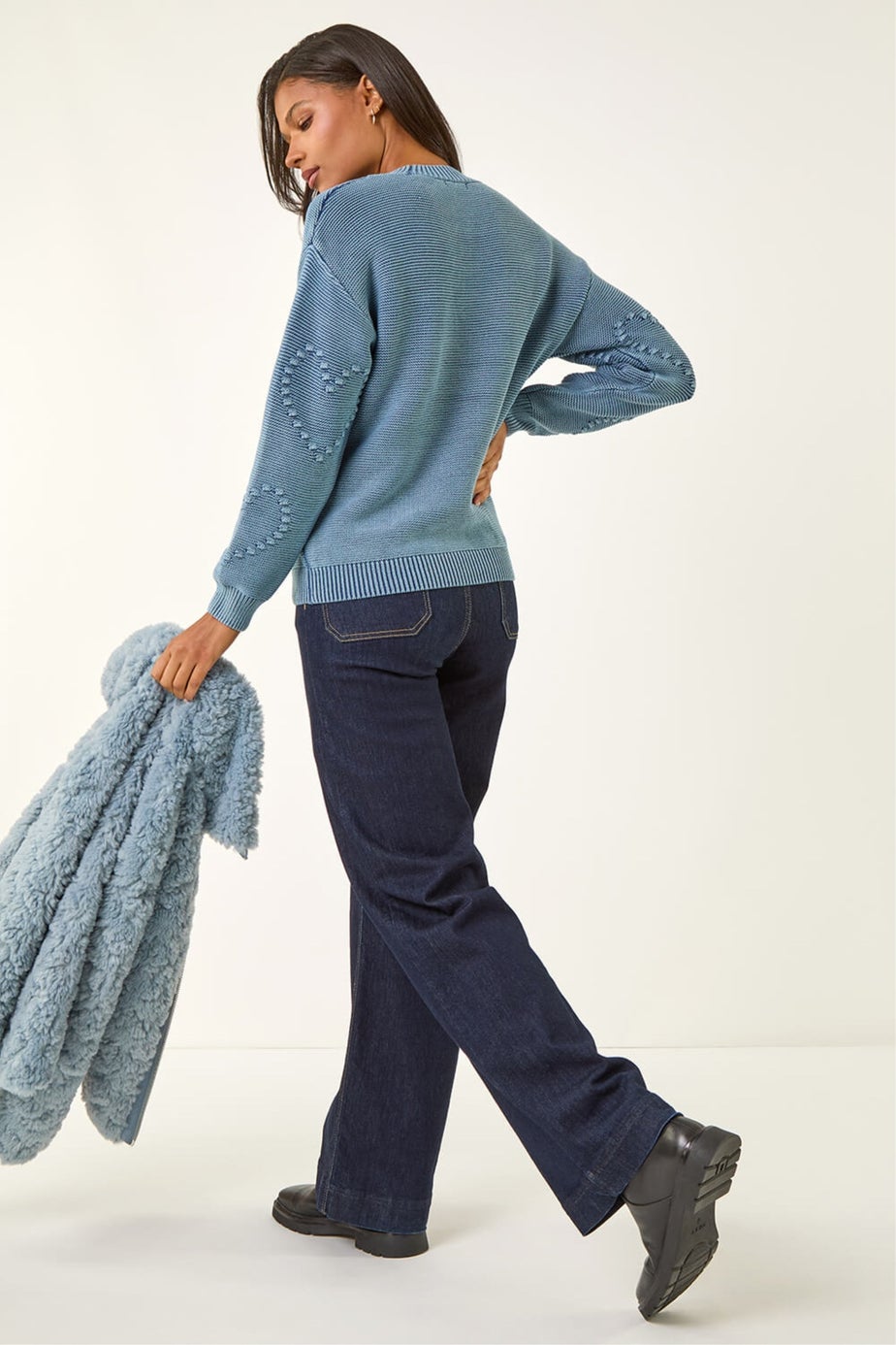 Roman Denim Heart Stitch Knit Jumper
