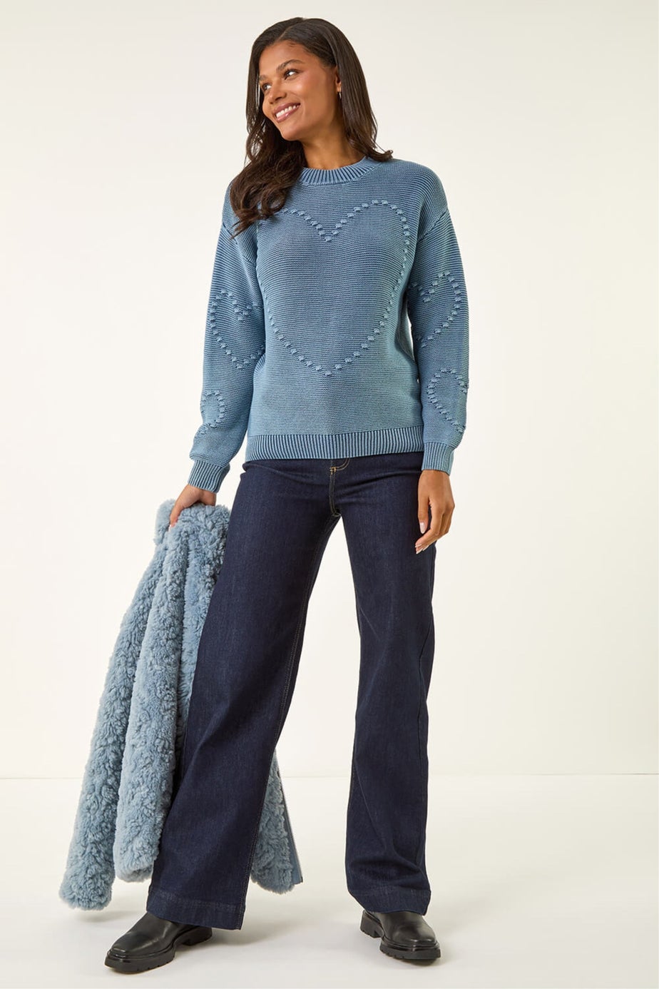 Roman Denim Heart Stitch Knit Jumper