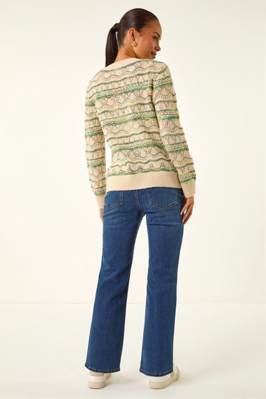 Roman Green Petite Melange Stripe Knit Jumper