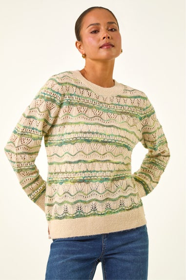 Roman Green Petite Melange Stripe Knit Jumper