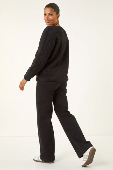 Roman Black Fleece Pocket Front Jacket