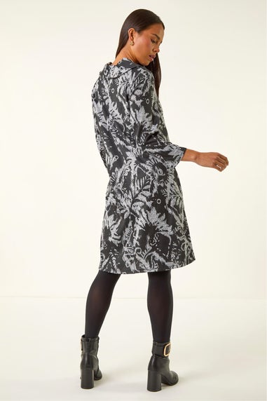 Roman Black Petite Brushed Roll Neck Knit Dress