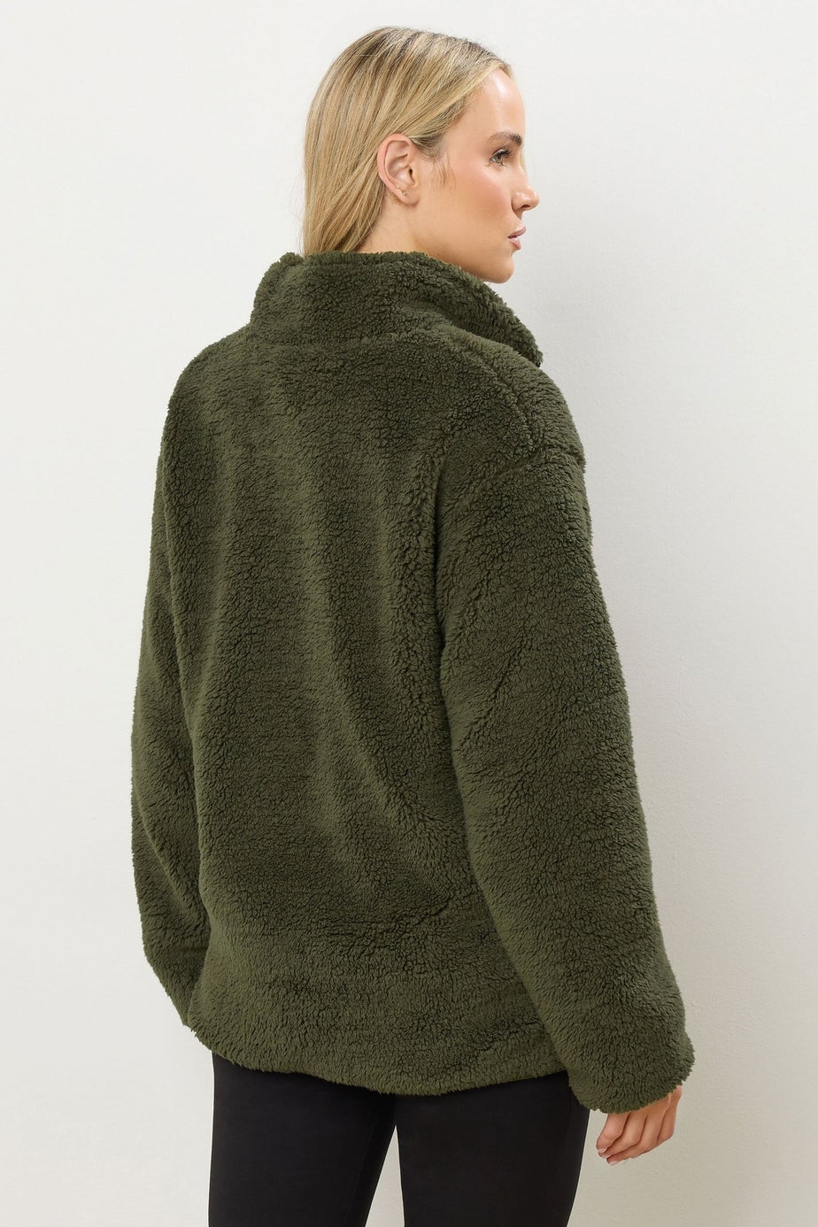 Long Tall Sally Khaki Green Half Zip Fleece Jacket