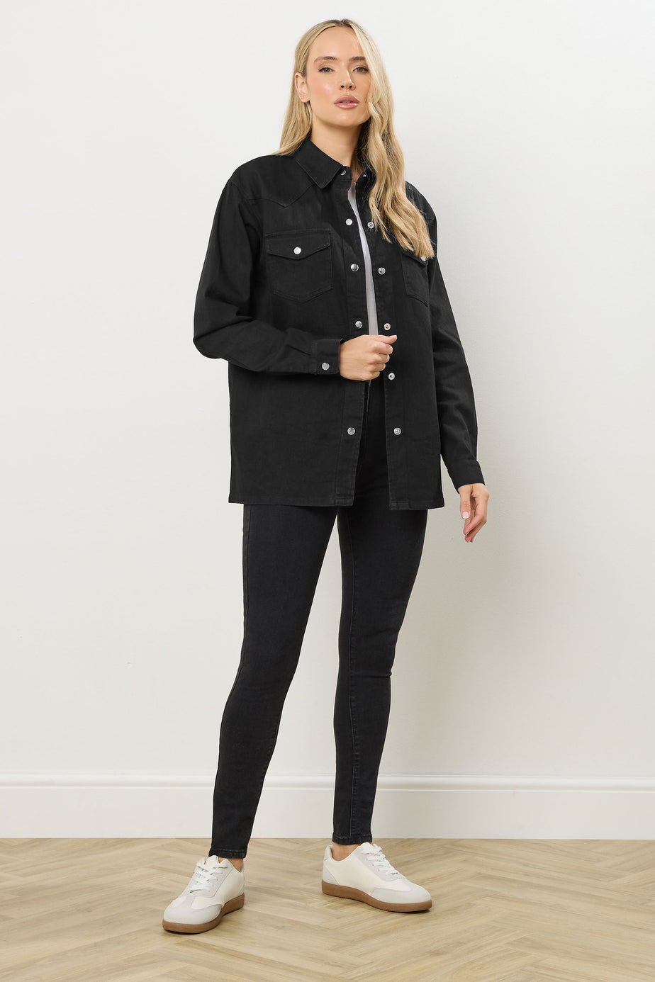Long Tall Sally Black Denim Mid Wash Shirt