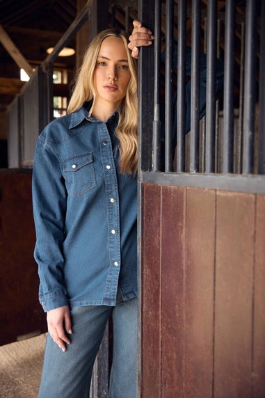 Long Tall Sally Blue Denim Mid Wash Shirt