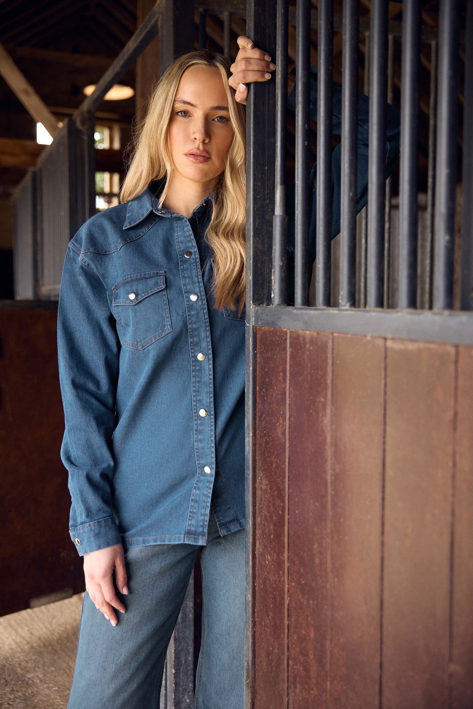Long Tall Sally Blue Denim Mid Wash Shirt