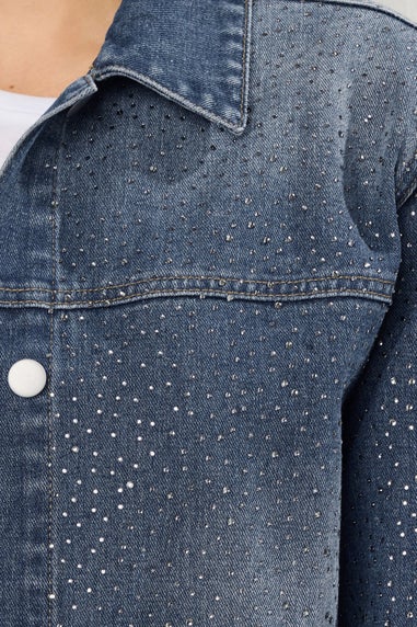 Long Tall Sally Blue Diamante Embellished Denim Jacket