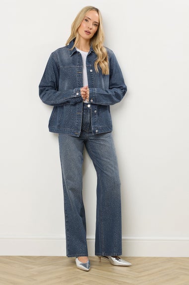 Long Tall Sally Blue Diamante Embellished Denim Jacket