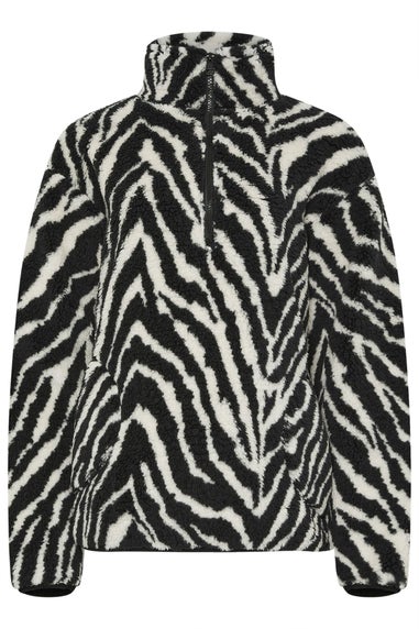 Long Tall Sally Black Zebra Half Zip Fleece Jacket