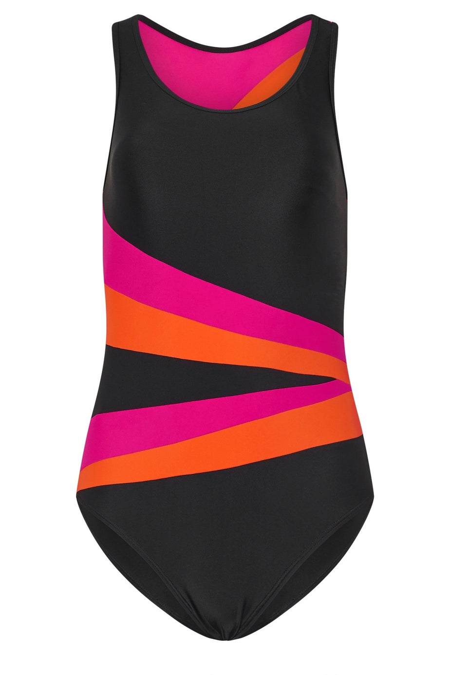 Long Tall Sally Black & Pink Contrast Swimsuit