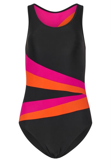 Long Tall Sally Black & Pink Contrast Swimsuit