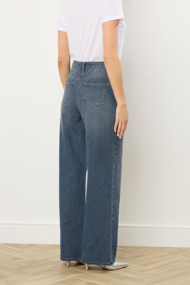 Long Tall Sally Blue Diamante Embellished Wide Leg Jeans