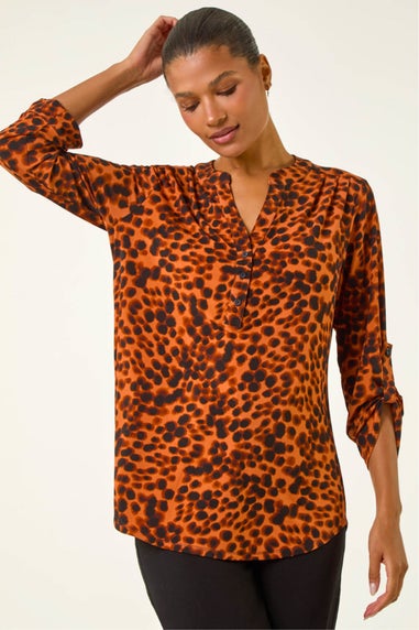 Roman Copper Spot Print Stretch Top