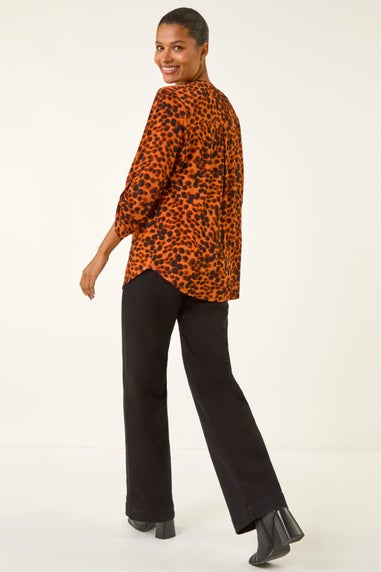 Roman Copper Spot Print Stretch Top