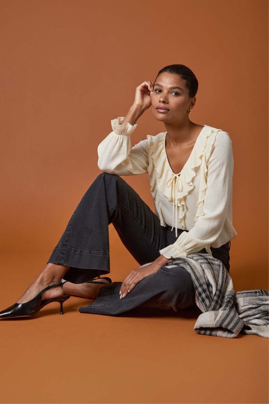 Roman Ivory Lace Ruffle Front Top