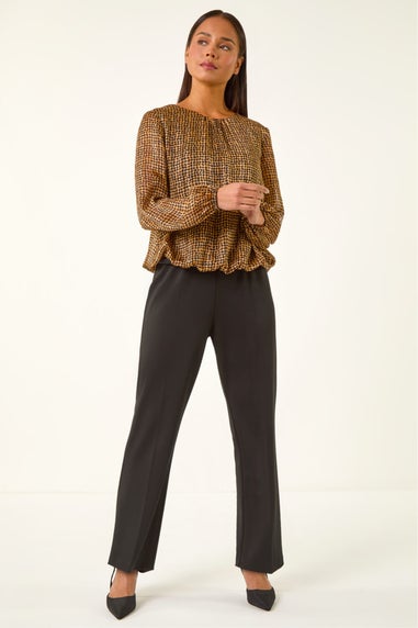 Roman Black Petite Spot Bubble Hem Top