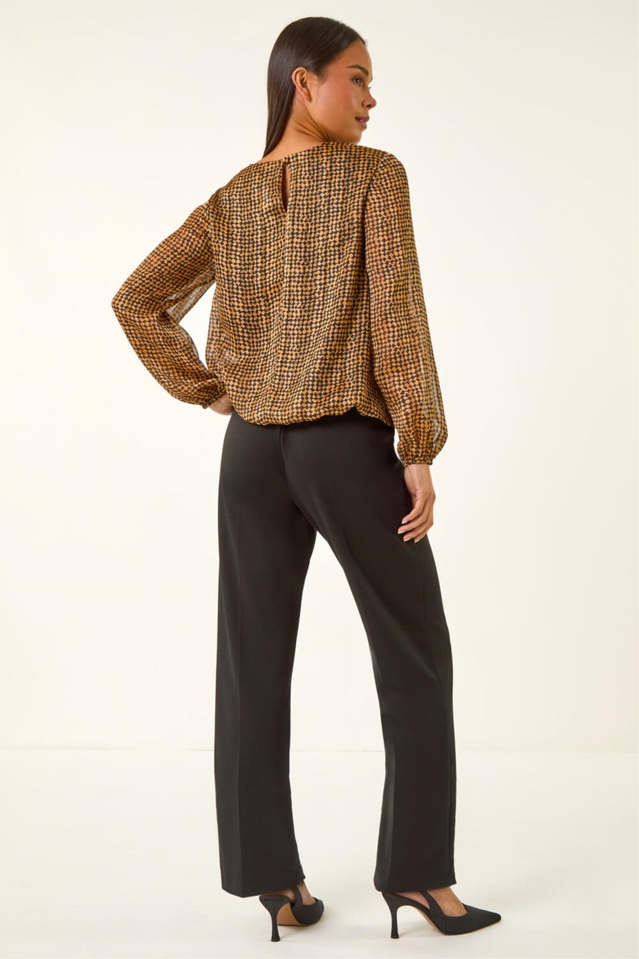 Roman Black Petite Spot Bubble Hem Top