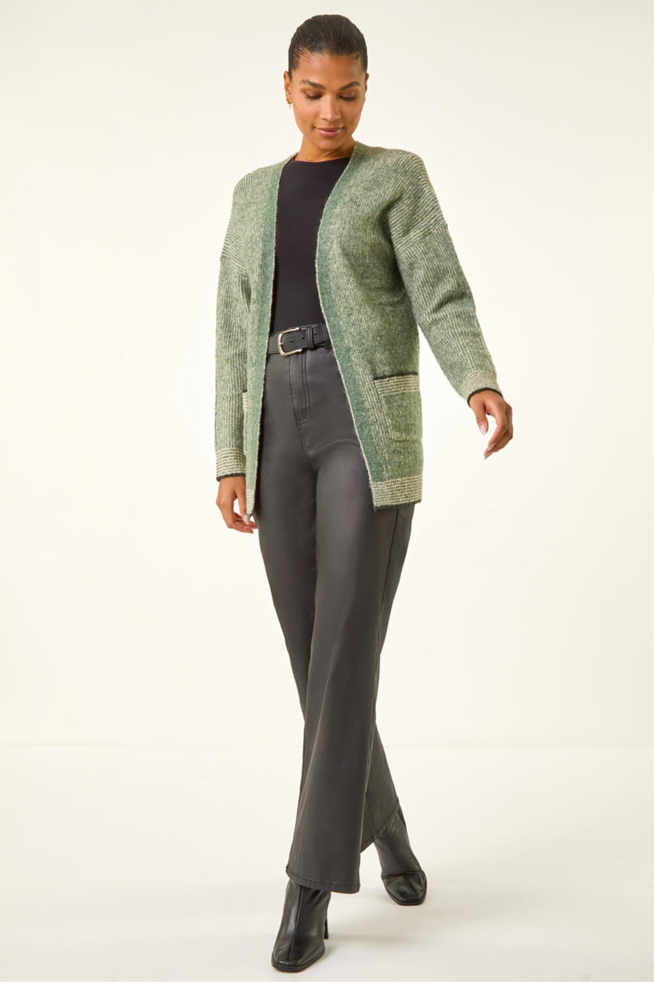 Roman Green Soft Knit Pocket Cardigan