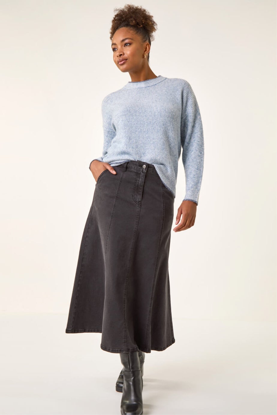 Roman Light Blue Stitch Detail Soft Knit Jumper