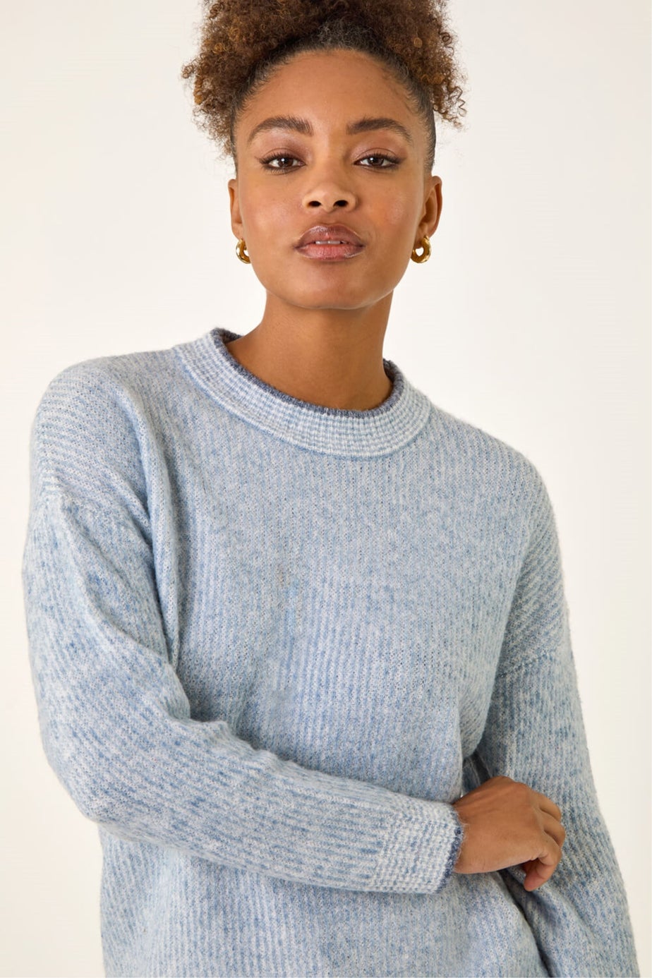 Roman Light Blue Stitch Detail Soft Knit Jumper
