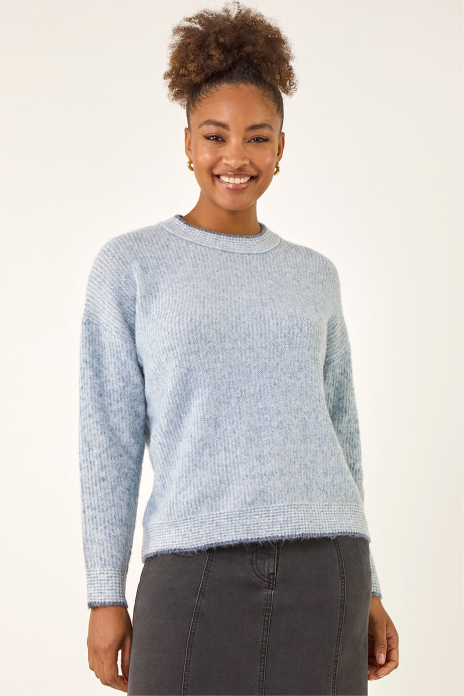 Roman Light Blue Stitch Detail Soft Knit Jumper