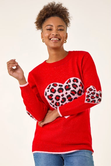 Roman Red Animal Heart Detail Knit Jumper